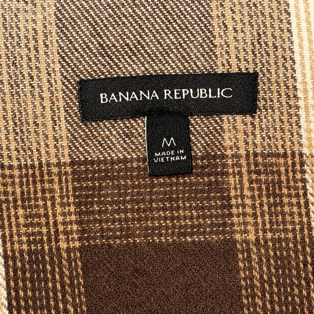 Banana Republic Womens M Brown Plaid Wool Blend Shirt Jacket Shacket - Picture 6 of 8
